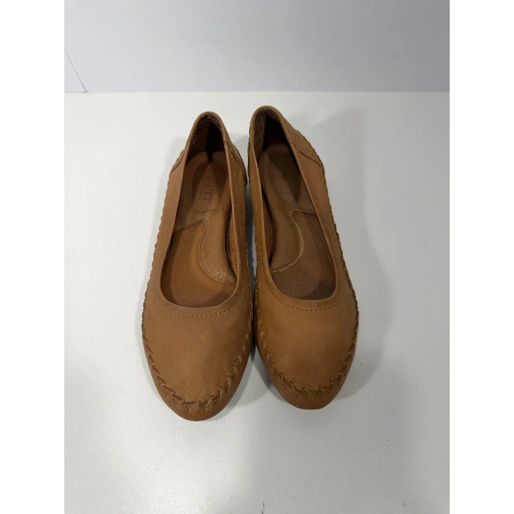Born‎ Julianne Tan Leather Whipstitch Ballet Flats Shoes Womens 6.5 FMMC 6